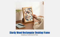 Cute Cat Cartoon Wooden Picture Frame, Rectangular Desktop Decor, Healing Accent