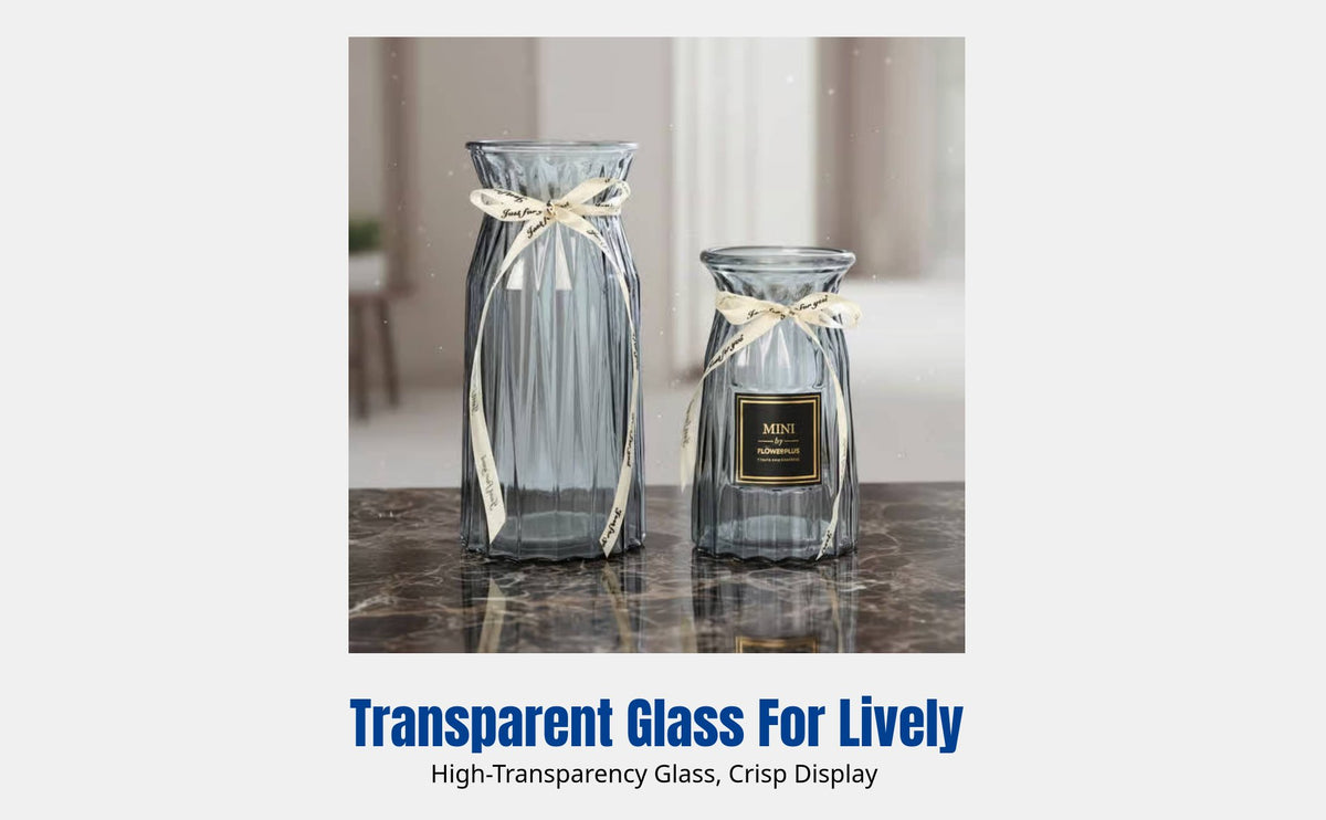 European Glass Vase, Large, Transparent, Colored, Modern Minimalist Decor