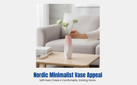 Minimalist Ceramic Vase, Gradient Decorative Vessel, Faux Silk Flower Arrangement, Countertop Accent for Living Room