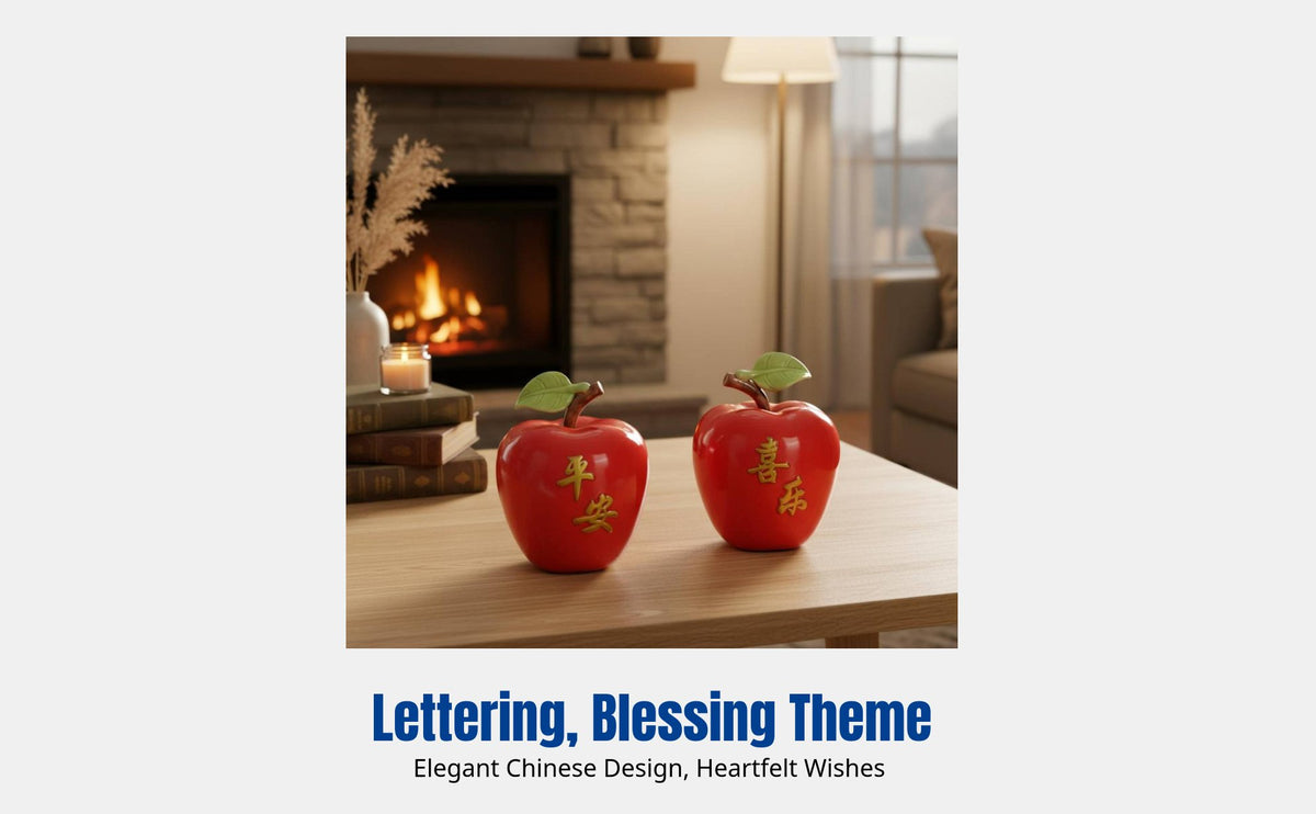 Ceramic Fruit Decor, Peace & Happiness Blessing, Desktop Ornament for Living Room, Entryway, Housewarming Gift