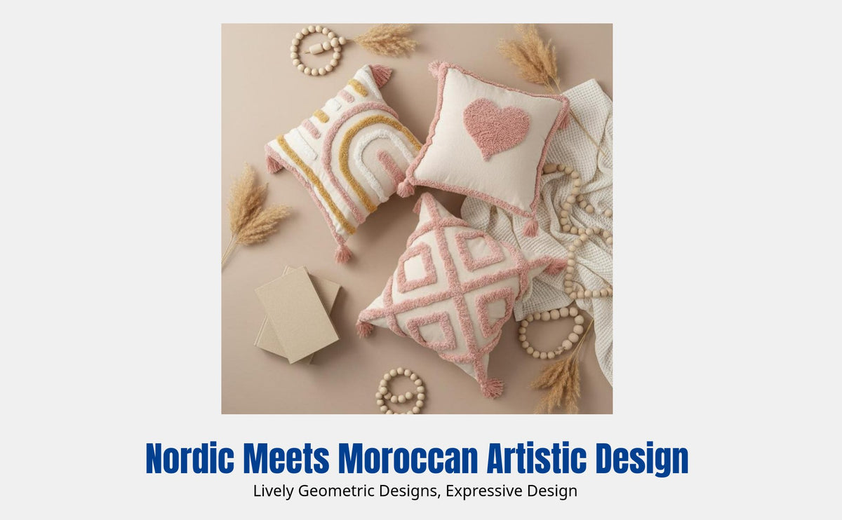 Heart-Shaped Cotton Linen Throw Pillow, Soft Tufted, Nordic Moroccan Design, Decorative for Bedroom Sofa