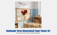 DIY Paper Flower Arrangement, 3D Crepe Paper Flowers, Kindergarten New Year Decoration, Wedding Party, Festive Hanging Decor,