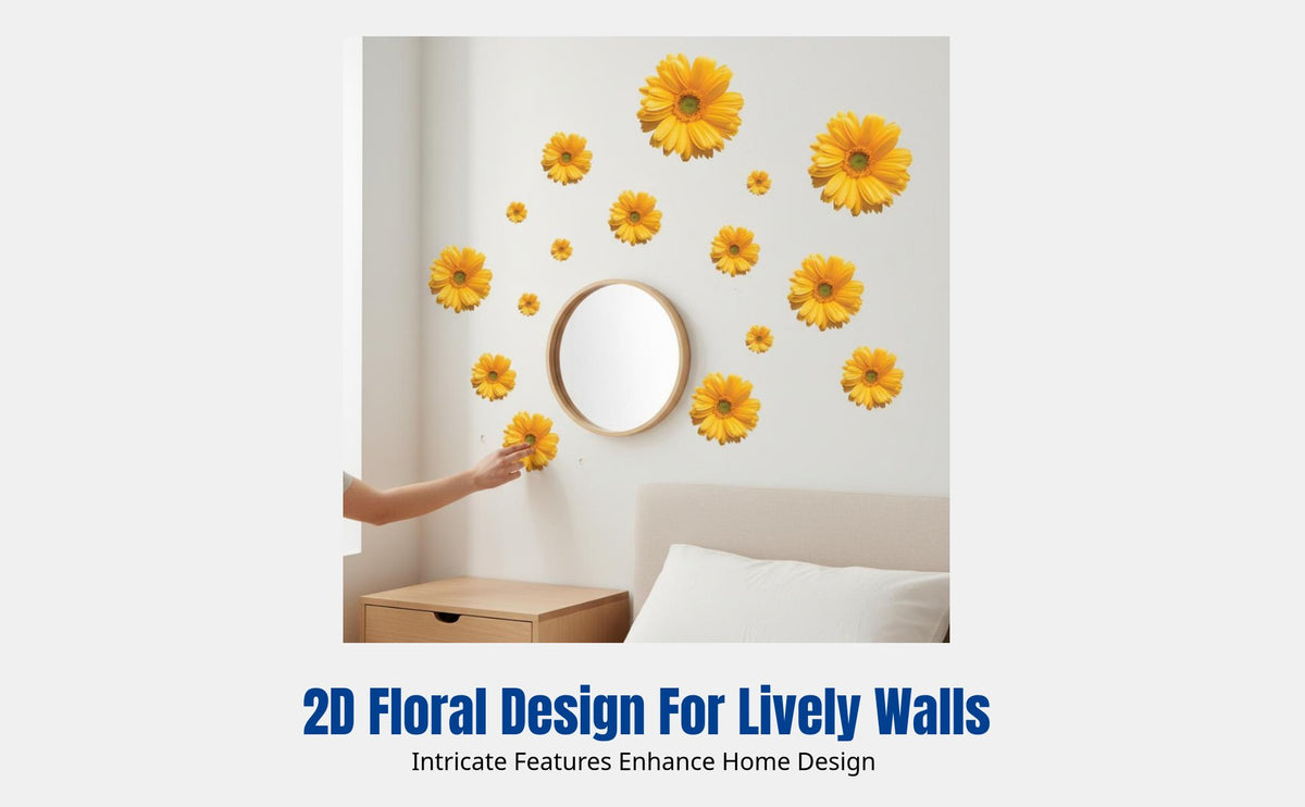 3D sunburst flower wall sticker, easy floral decal, waterproof, living room bedroom decor, covers flaws