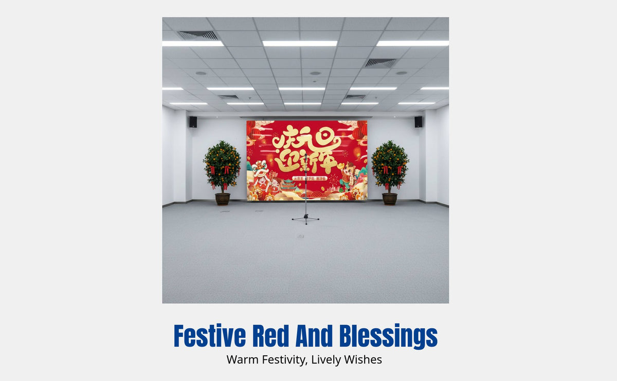 Spring Festival 2026 Horse Year Wall Hanging, New Year Scene Tapestry, Rectangular Plush Backdrop, Festive Decor