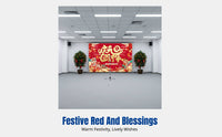 Spring Festival 2026 Horse Year Wall Hanging, New Year Scene Tapestry, Rectangular Plush Backdrop, Festive Decor