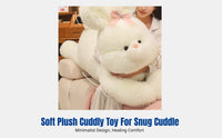 Floral Ribbon Bun Plush Pillow, Cute Lying Hare Stuffed Toy, Soft Doll, Nap Pillow, Removable Ribbon, Flexible Ears