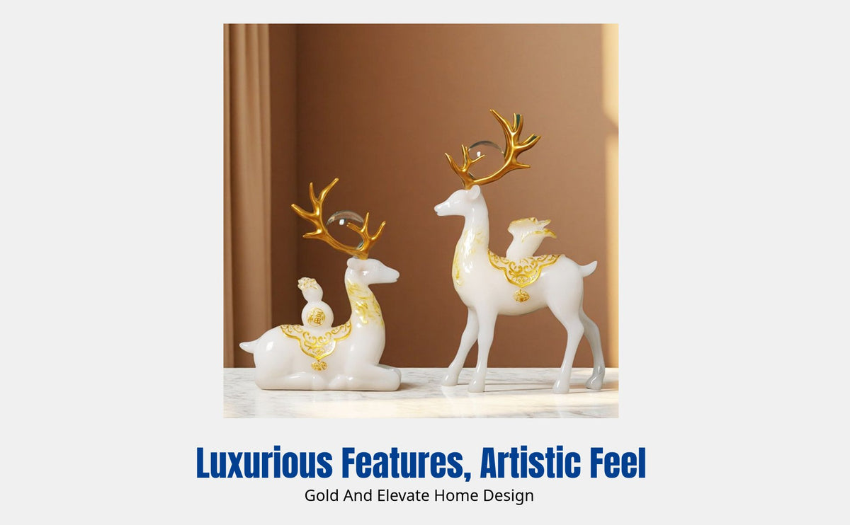 Creative Lucky Deer Resin Figurine, Malachite-Inspired Desktop Decor, Prosperity Blessing, Living Room, Housewarming Gift