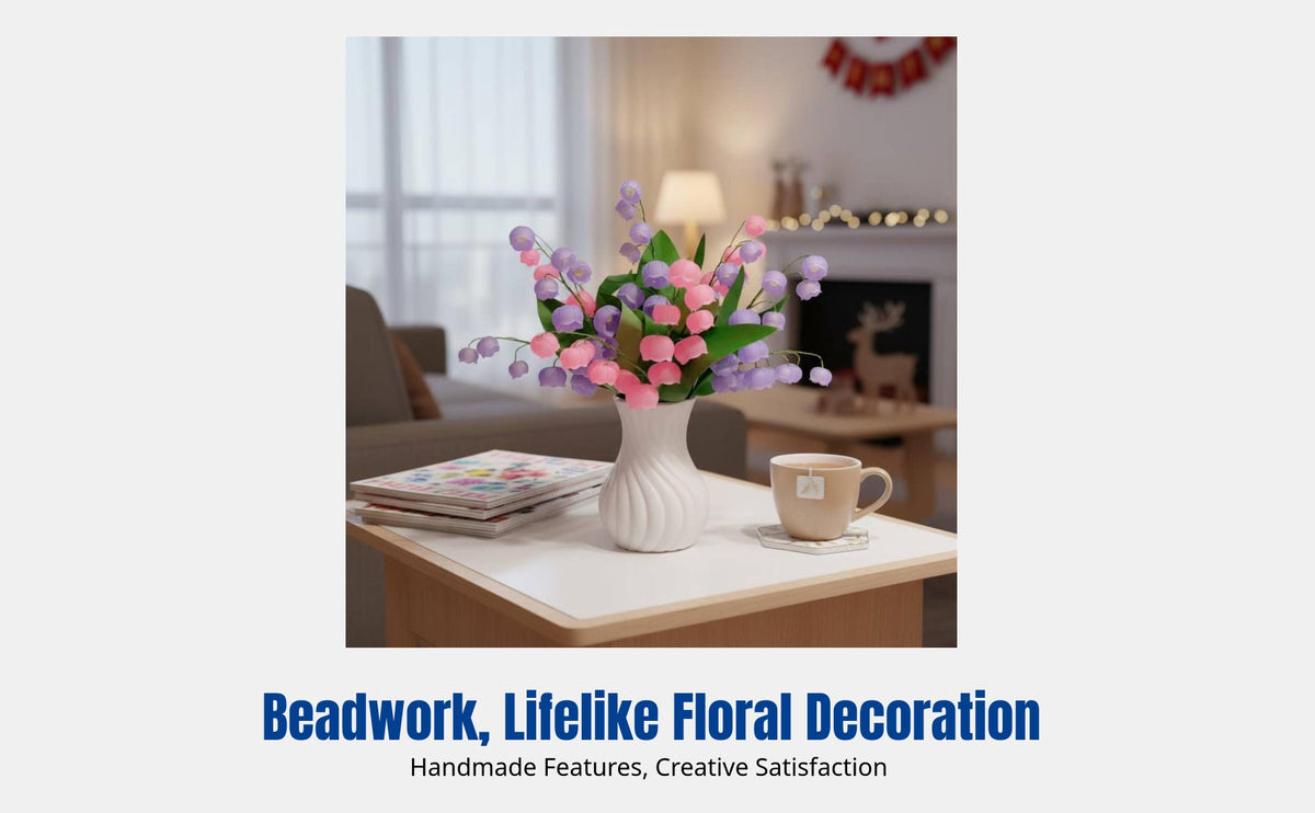 Lily of the Valley DIY Beaded Flower Kit, Artificial Home Decor, Handmade Craft, Decorative Vase, Random Design