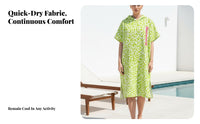 Beach Towel Poncho, Quick Dry, Lime Wildcat Print, Contrast Symbol, Fashionable, Lively, Printed Cape