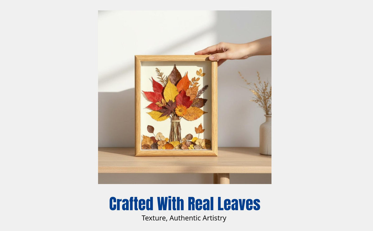 Creative 3D Hollow Leaf Specimen Frame, Handmade DIY Art Display for Desktop