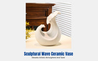 Minimalist Ceramic Vase, Pale Sculptural Flower Container, Desktop Home Decor, Water-Grown Arrangement