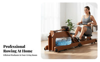Home Water Resistance Rowing Machine, Foldable Fitness Equipment, Manual Pump, Indoor Exercise, Brown, Full Body Strength