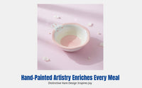 Cute Bunny Ceramic Bowl, Hand-Painted Cartoon Tableware, Rose Under-Glaze, Ins Style