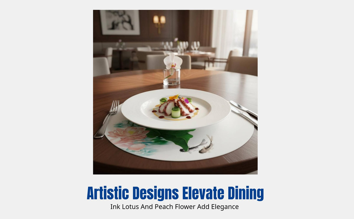Creative Round Plate Liner Paper, Artistic Food Plating Mat, Decorative Border for Cold Dishes, Chinese Design Table Decor