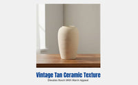 Ceramic Pottery Vase, Wabi-Sabi Style, Modern Minimalist, Handmade, Living Room, TV Cabinet, Flower Arrangement, Cream,