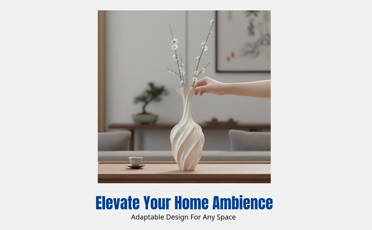 3D Printed Vase, Modern Twisted Texture, Living Room Decor, Creative Chinese Design
