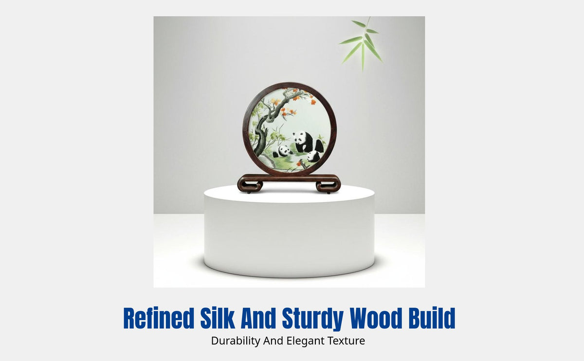Suzhou Embroidery Decor, Handmade Double-Sided Silk Panda, Chinese Cultural Gift, Traditional Craft