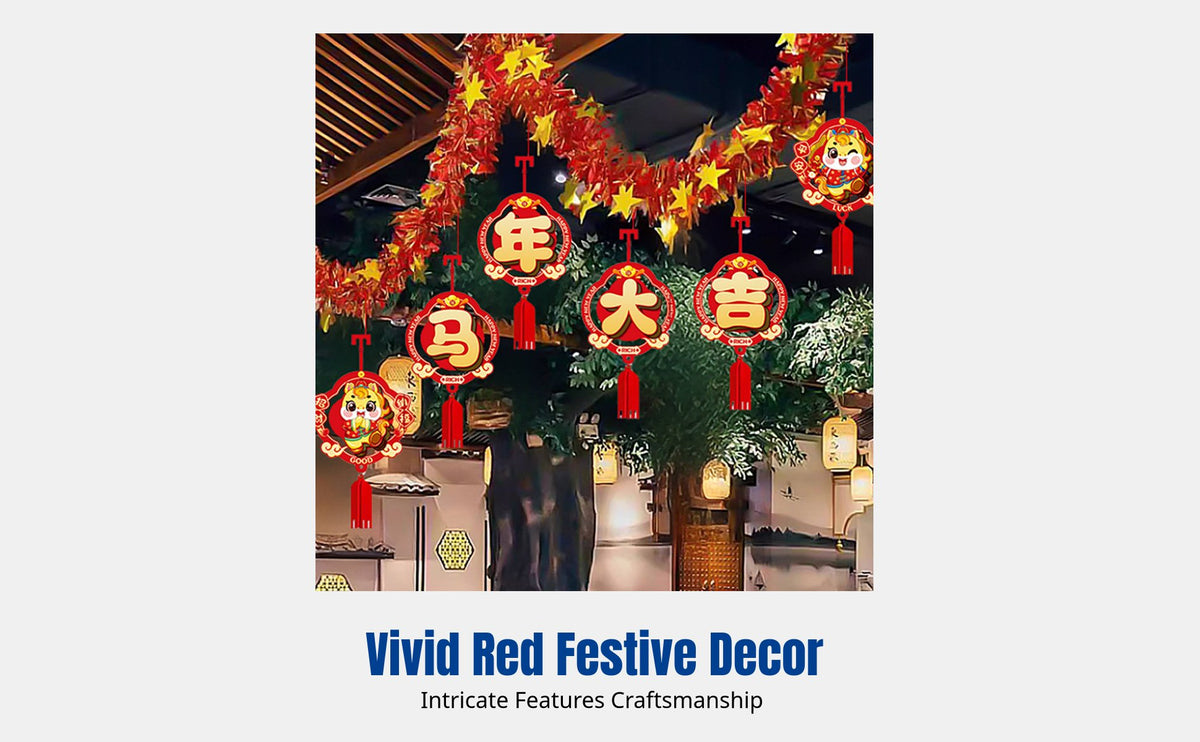 2026 Horse Year New Year Fabric Garland, Red Hanging Decoration, Classroom Wall Decor, Holiday Atmosphere