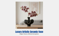 Unique Ceramic Vase, Vintage Minimalist Countertop Decor, French Italian Design, Artistic Flower Arrangement for Living Room