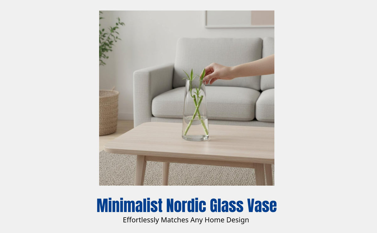 High-End Transparent Glass Vase, Nordic Cylinder, Minimalist Desktop Decor, Living Room Accent