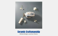 New Chinese Style Navy and Cream Porcelain Vase, Ceramic Desktop Flower Holder, Luxury Vintage Decor for Living Room