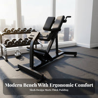Adjustable Roman Chair, Abdominal 6-Level Commercial exercise Bench, Thick pad, Home Gym