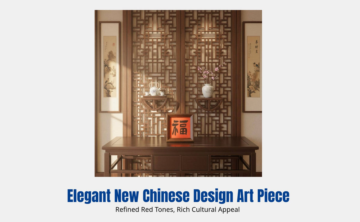 Modern Chinese Calligraphy Frame Art, Desktop Decor, Blessing Characters, Home Gift