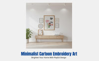 Hand Embroidery Wall Hanging, Calming Cartoon Theme, Minimalist Living Room Decor, Contemporary Style, 2024 New
