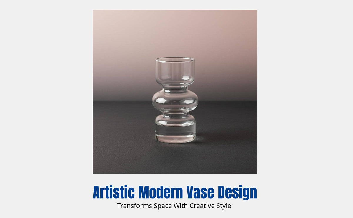 Unique Glass Vase, Ins Style Flower Holder, Black Coral Transparent, Artistic Home Decor, Living Room Countertop