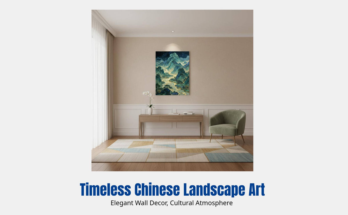 Paint by Numbers Kit, Chinese Landscape DIY Oil Painting, Handcrafted Wall Art for Living Room