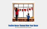 2026 Horse Year New Year Decoration, Colorful Tinsel Banner, Classroom Hanging Decor, Festive Scene Setup