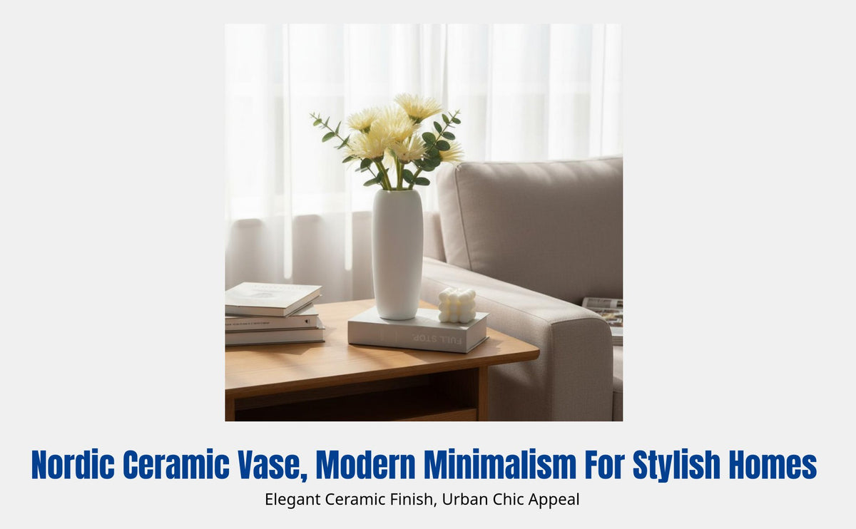 Creative Cream Ceramic Vase, Simple Nordic Desktop Flower Holder, Modern Home Decor for Living Room, Bedroom, Dining Table