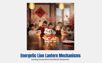 Chinese Holiday Lantern, Lion Dance Theme, DIY Handmade, Kids Handheld, New Year, Seasonal Decor