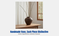 Handmade Ceramic Vase, Vintage Minimalist Desktop Flower Insert, Tranquil Pottery Decor for Living Room, Office