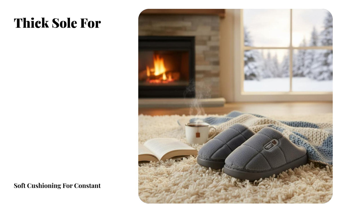 Large Size house shoes for Men, 2025 New Indoor Plush Warm Non-Slip Odor-Resistant House Shoes