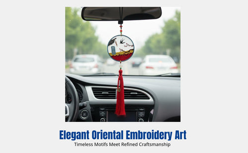 Handmade Embroidery Lucky Keepsake Kit, DIY Double-Sided Car Hanging, Lucky Keepsake Decoration, Gift for Him, Chinese Design
