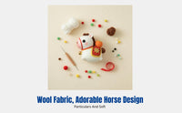 Wool Felt DIY Kit, Zodiac Horse Plush Decoration, Handmade Keychain, New Year Gift