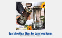 Modern Glass Vase, Large Cylinder, Waist Design, Luxury Decor, Transparent Edge, Living Room, Water Cultivation