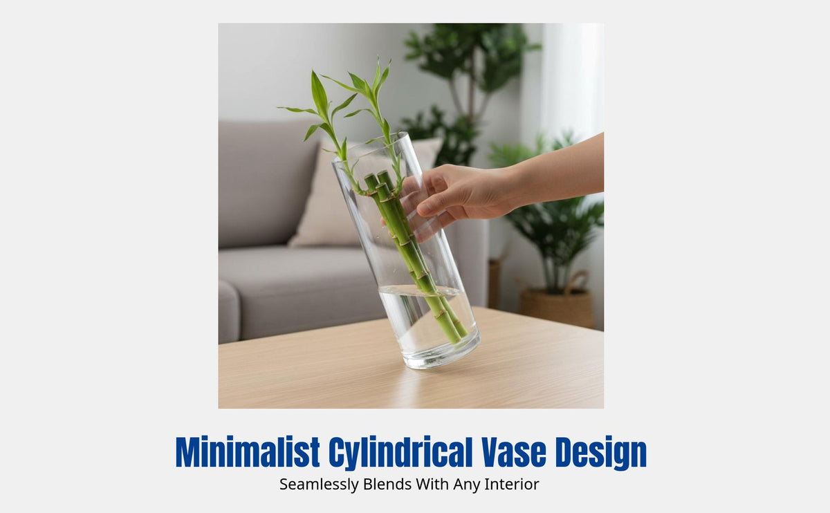 Acrylic Shatterproof Vase, Clear Cylinder Flower Holder, Modern Minimalist Decor for Living Room, Hydroponic Bamboo Arrangement