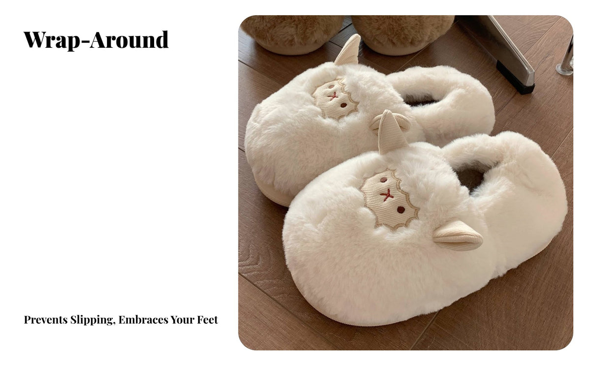 Cute Cartoon Sheep house shoes, Plush Indoor House Shoes, Winter Warm, Non-Slip, Couple design