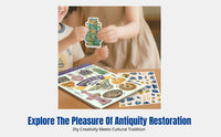 Cultural Relic Restoration Scene Stickers, DIY Handcraft Notebook, 3D Miniature Toy for Girls