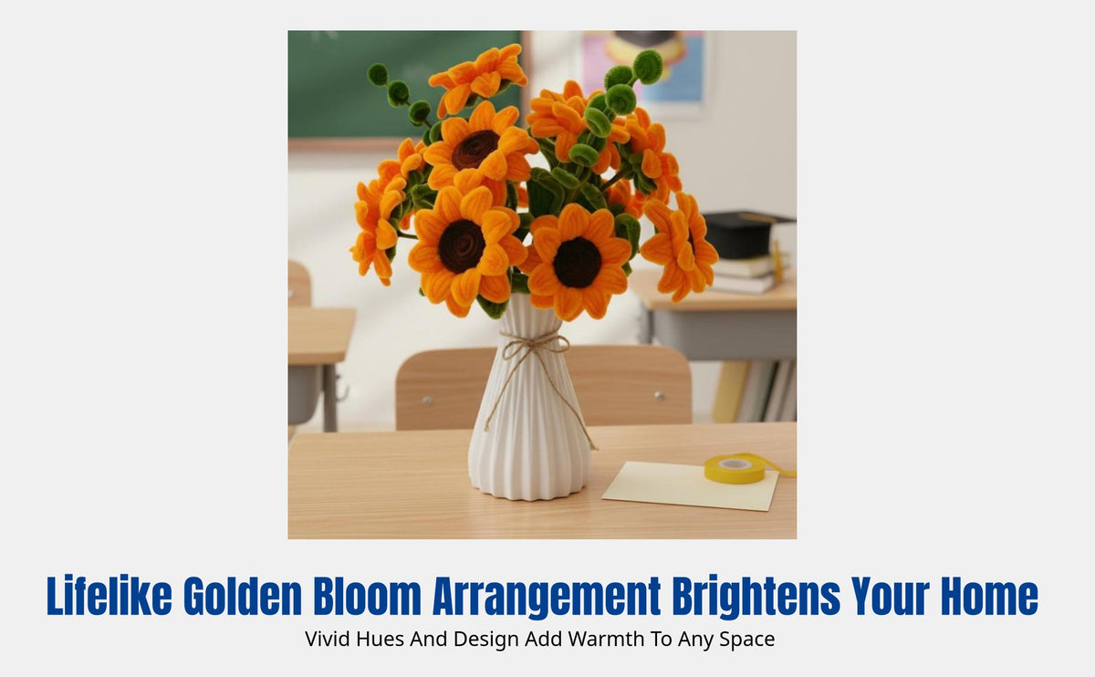DIY Pipe Cleaner Sunburst Flower Arrangement Kit, Creative Handmade Gift for Graduation, Teacher's Day