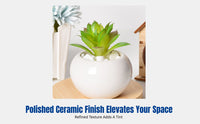 Mini Round Ceramic Planter, Simple Home Decor, Small Greenery Pot, Desktop, Drainage Hole