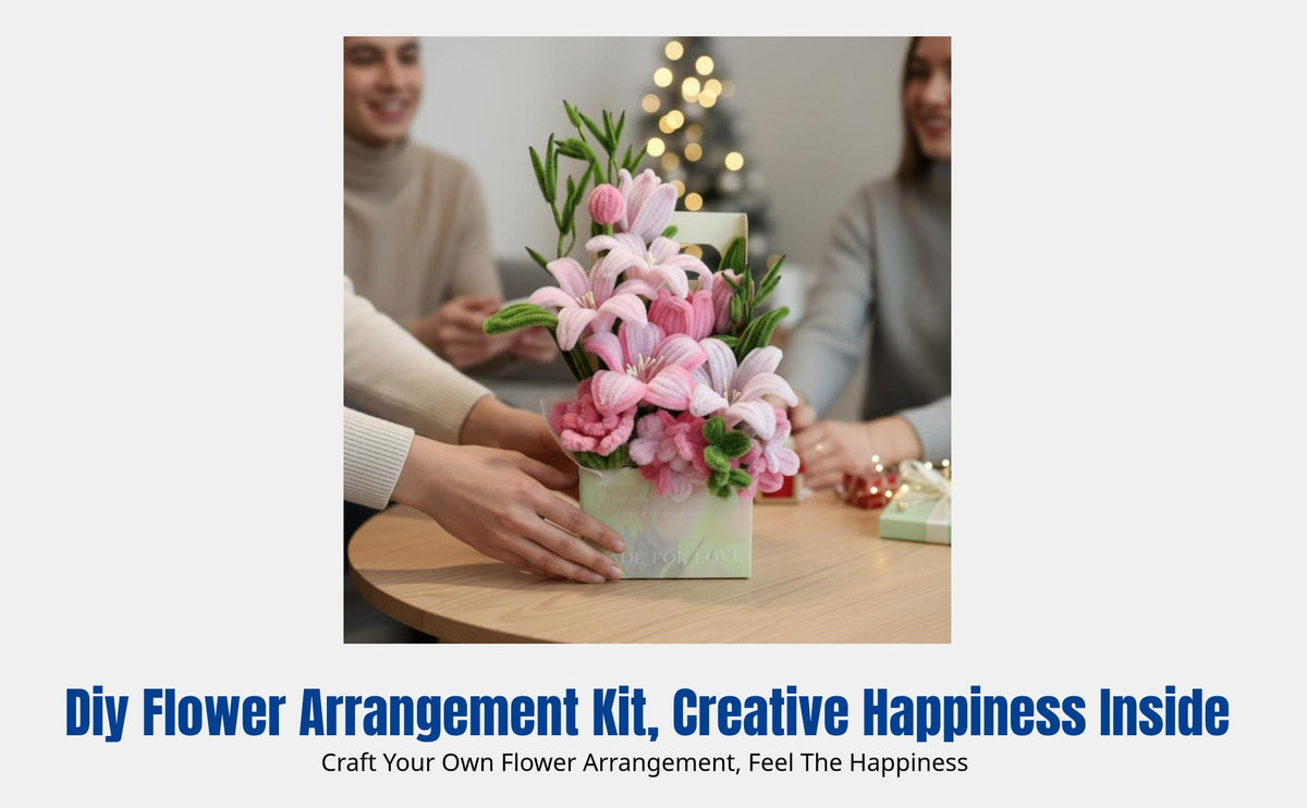 Handwoven Cleaner Flower Arrangement DIY Kit, Flower Box Gift, Romantic Handmade Present for Friends, Christmas, Teacher's Day