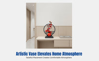 Modern Oriental Vase, Creative Ceramic Peach Blossom Decor, Tranquil Living Room Decoration, Luxury Entryway Accent
