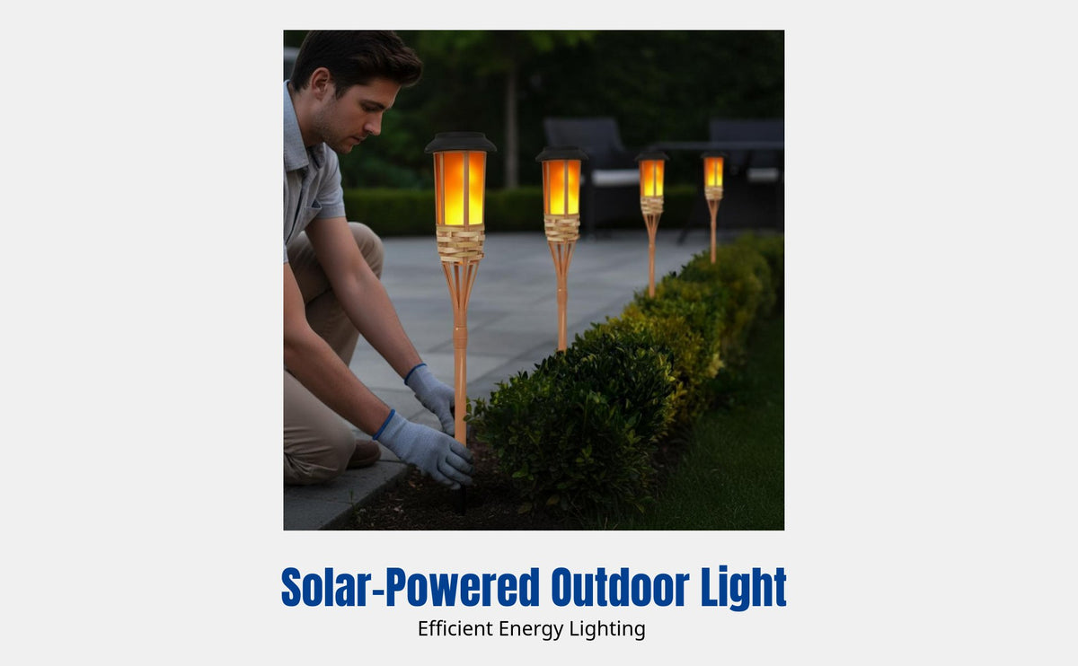 Bamboo Solar Torch Light, LED Lawn Lamp, Outdoor Decorative Lighting, Removable Design
