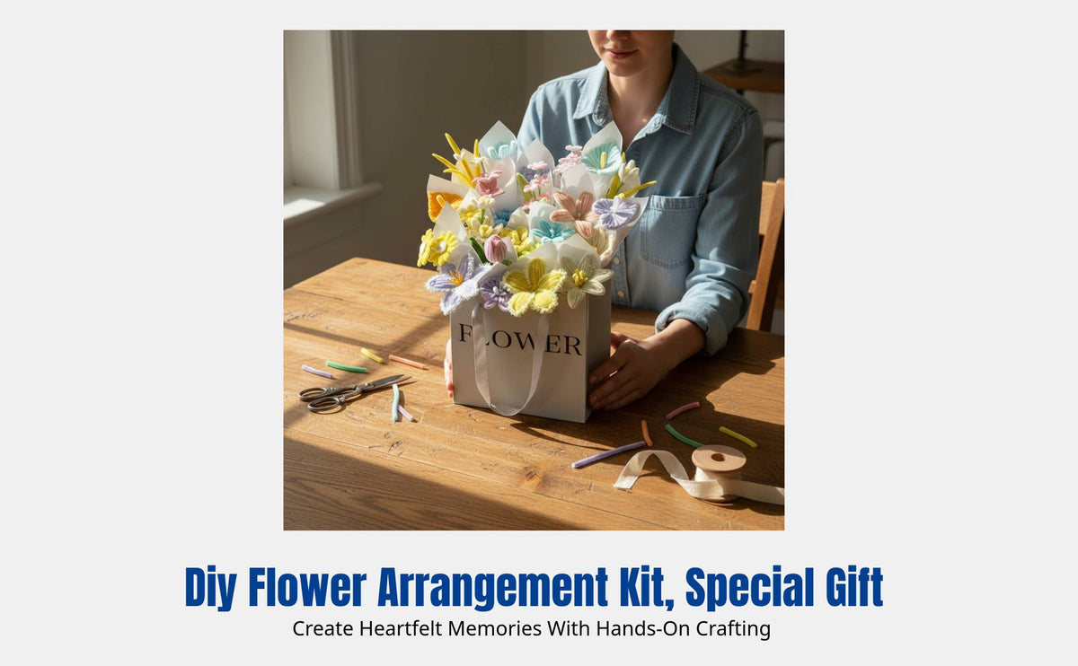Handmade Twisted Flower Arrangement DIY Kit, Creative Yarn Craft, Birthday Gift for Girlfriend or Friend