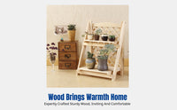Foldable Wooden Shelf, 2-Tier No-Install Rack Display, Desktop Organizer