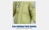 Plush Cartoon Panda Patch, kids press-on embroidered applique, no-sew clothing repair, DIY clothes decor, easy care