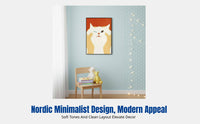 Minimalist Cat Wall Art, Cartoon Creature Framed Canvas, Living Room Bedroom Sofa Decor, Nordic Design Drawing, Fine Spray Print